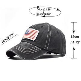 UTOWO American Flag Baseball Cap High Ponytail Baseball Cap Adjustable Washed Vintage Cotton Denim Distressed Hat Unisex