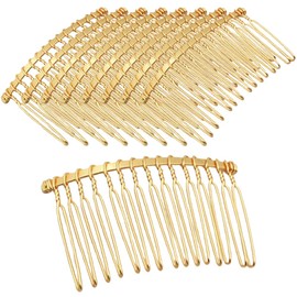 Hair Comb, 20 Legs, Set of 10, Gold, Hair Accessories, Parts, Hair Comb, Wire Comb, Gold Color, DIY Handmade Accessories