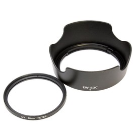 F-Foto Canon キヤノン レンズフード EW-63C 互換 フード と 58ｍｍ レンズ保護フィルター セット 『EOS Kiss X9等 レンズ キット 付属の EF-S18-55mm IS STM レンズに適合(H6358F_SET)』