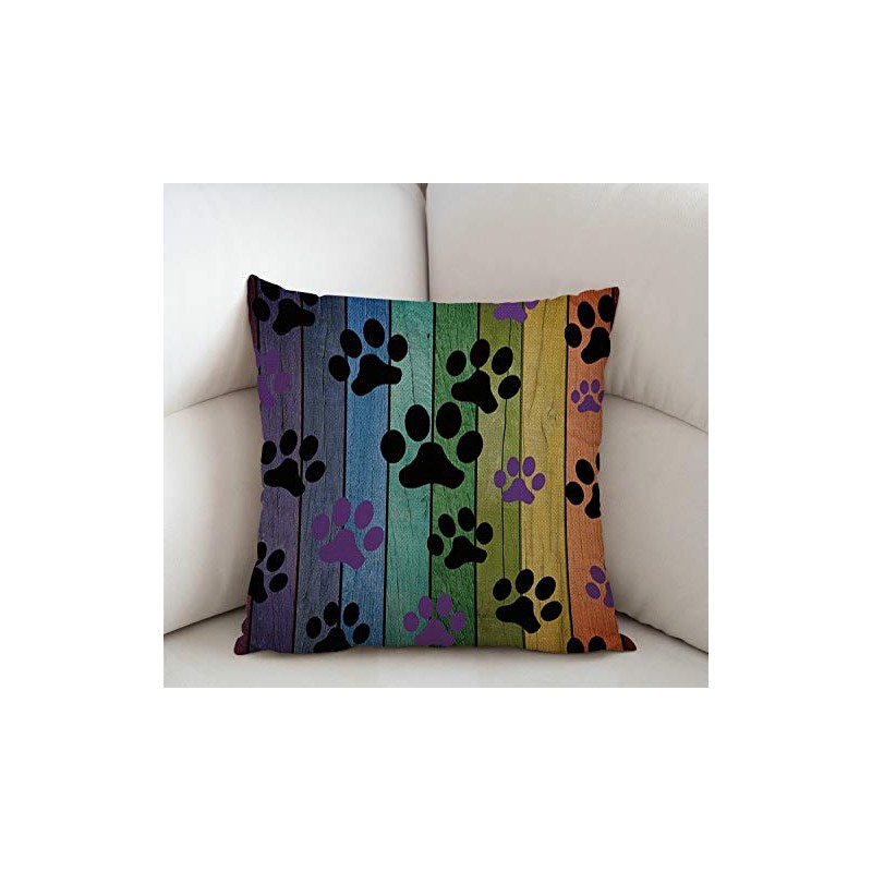 Swono Rustic Rainbow Woodgrain Black and Purple Dog Paw Cotton