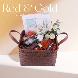 LDKGHE 4 oz Crinkle Cut Paper Shred Filler for Gift Wrapping Baskets Filling Box Birthdays Christmas Thanksgiving Easter Weddings Valentines Mother's Day Anniversaries (Red and Gold)