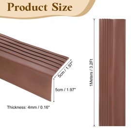 uxcell Stair Nosing, 3.3 ft (2 x 2 Inch) Vinyl Non-Slip Self-Adhesive Staircase Step Edge Protector Waterproof Stair Treads Trim for Outdoor Indoor Floors, Coffee