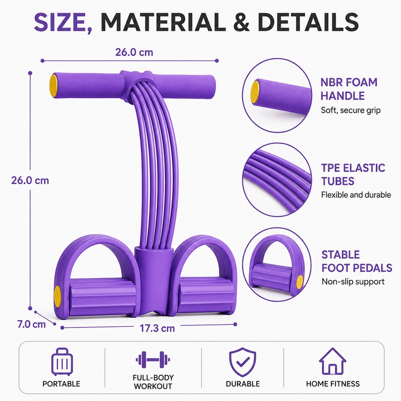 Pedal Resistance Band with Handles – Portable Full Body Home