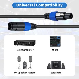 Poyiccot Speakon to Speakon Cables 3.3ft, Speakon Extension Cables, 18AWG Speaker Male to Female Wire Audio DJ Cord for Loudspeaker Amplifier Copper Cord with Twist Lock