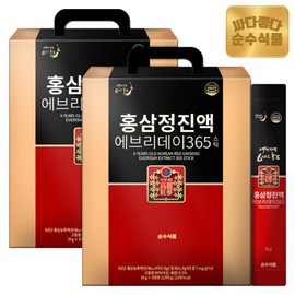 Sunsu Food (현대Hmall)순수식품 6년근 홍삼정 에브리데이365 홍삼 스틱 2박스(200포) 실속형 (Hyundai Hmall) Pure Food 6-Year-Old Red Ginseng Extract Every Day 365 Red Ginseng Sticks 2 Boxes (200 Packs) Value Type