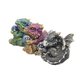Nemesis Now Dragon's Gift Set of 3 7cm Figurine, Resin, Multi-Coloured, One Size