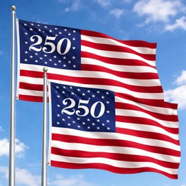 Remagr 2 Pack 250th Anniversary Flag 3x5 ft 4th of July Patriotic Flags Double Sided Red White Blue Amercian Banner for 4th of July Patriotic Outdoor Patio Wall Decor