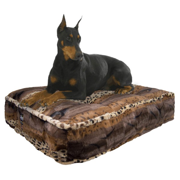 Bessie and Barnie Wild Kingdom Luxury Extra Plush Faux Fur Rectangle Pet/Dog Bed (Multiple Sizes)