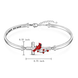 Fenthring Red Cardinal Bracelet for Women Sterling Silver Cross Cardinal Appear When Angels are Near Memorial Sympathy Cardinal Bangle Jewelry Charms Mothers Day Gifts