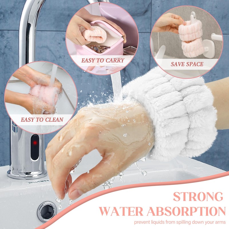 8 Pcs Spa Wrist Bands - Absorbent Microfiber Wristbands for