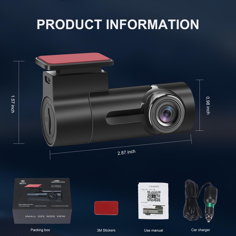 WiFi Dash Cam - Mini Dash Cam with Application Suitable