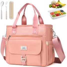 Nasjac Bolsa De Almuerzo Para Mujer Y Hombre, Lonchera TéRmica Con Cubiertos Reutilizables, Bolsa Loncheras Gran Capacidad A Prueba De Fugas, Mantiene Caliente O FríA, Para Trabajo Escolar Picnic