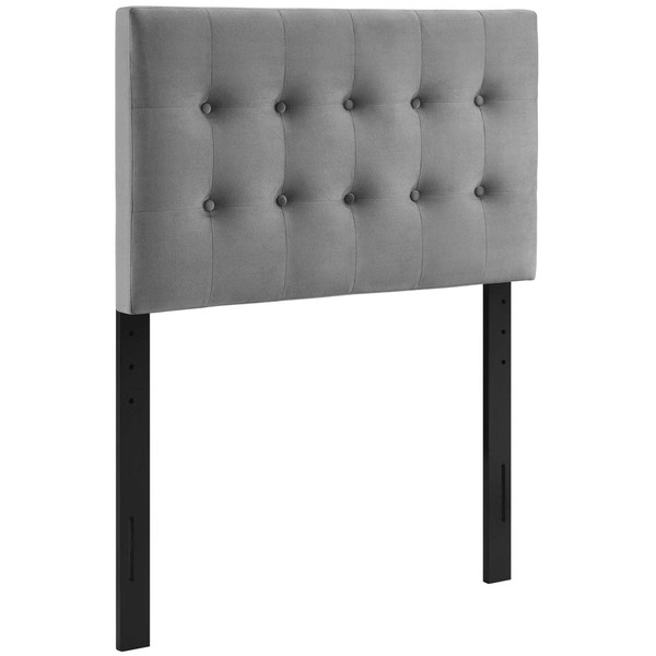 Modway Emily Twin Biscuit Tufted Performance Velvet Headboard, Gray