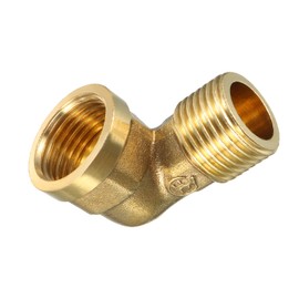 DTGN 1/2 BSP x 1/2 PT (Male x Female) 90 Degree Brass Pipe Fitting Water Pipe System Brass Elbow Adapter Gold Tone