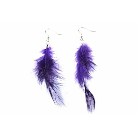 Feather Earrings Feathers Purple Hippie 8Cm Dots Bird Polka