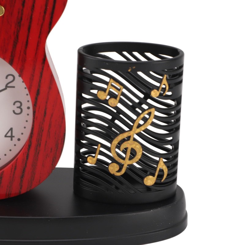 Guitar Alarm Clock,Vintage Desk Clock Guitar Shape Stable Base Battery
