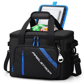 Maelstrom 30 Can Large Leakproof Soft Cooler Bag, Insulated Collapsible Ice Chest with Bottle Opener, Portable for Beach, Camping, Travel & Shopping (Black)