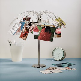 Umbra Fotofalls – Desktop Photo Holder and Picture Stand with Plated Wire and Metal Clips, Nickel, Medium