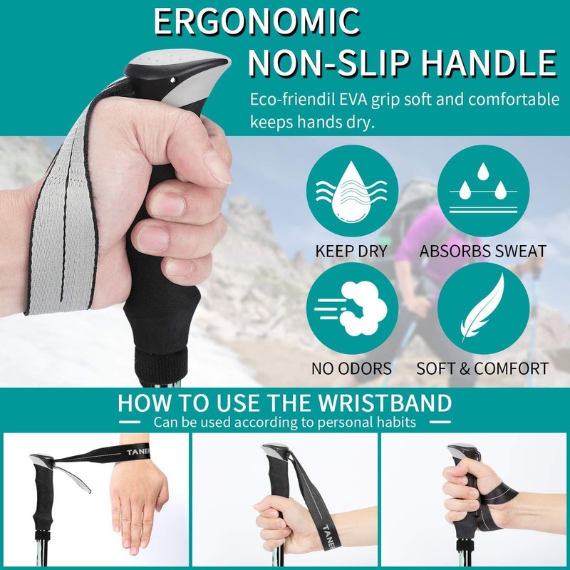 Dsocool Collapsible Trekking Poles - Lightweight Folding Hiking Poles for