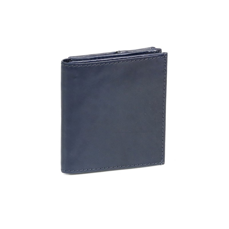 Small Leather Boxed Style wallet with large coin compartment LEAS,
