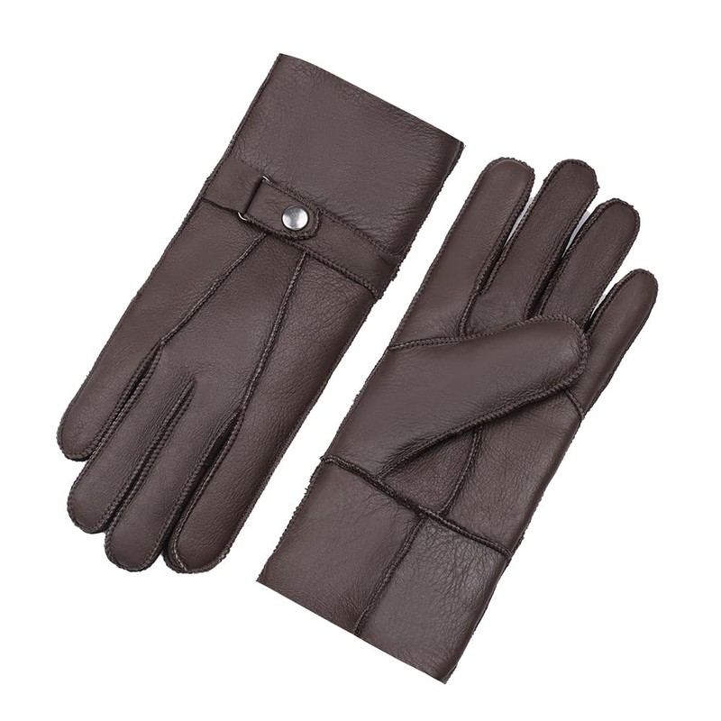Men Shearling Gloves Winter Leather Gloves Shearling Sheepskin Gloves with