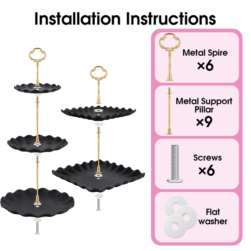 SWEETBLOOM 12-Pack Dessert Table Display Set Black