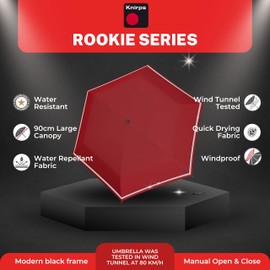 Knirps Children's Pocket Umbrella Rookie Reflective with Reflective Trim Salsa