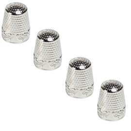 AXEN 4 Pieces Sewing Thimble, Metal Sewing Thimble Finger Protector, Accessories DIY Sewing Tool, Silver