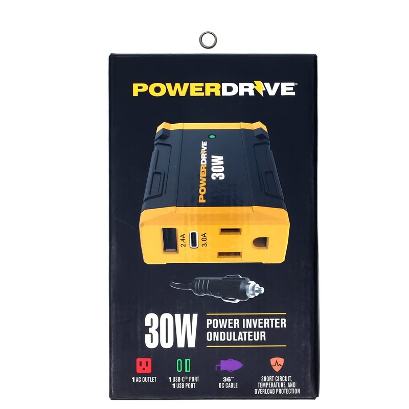 PowerDrive PWD30 30 Watt Power Inverter Car Plug Adapter 12v