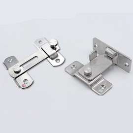 Unifizz 304 Stainless Steel 90 Degree Right Angle Door Lock Buckle Bolt Lock Cam Latch, Door and Window Sliding Lock Anti-Theft Buckle Door Lock, Large Brushed 1pcs