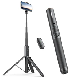 Sensyne 60" Phone Tripod - Selfie Stick, Lightweight All in One Phone Tripod Integrated with Wireless Remote Compatible with All Cell Phones for Selfie/Video Recording/Photo/Live Stream/Vlog（Black）