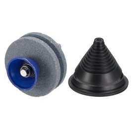 uxcell Lawn Mower Blade Sharpener, 3Pcs Double Layer Corundum Mower Blade Grinder Stone with Blade Balancer for Power Drill Hand Drill