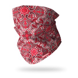 Ruffnek CLASSIC RED & BLACK PAISLEY BANDANA MULTI SCARF Multifunctional Neck warmer Motorbike mask - Men, Women & children