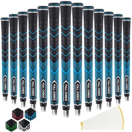 Full Choice Rubber Golf Grips 13 Pack, High Traction, Non-Slip, Advanced Texture, 13 Grips with 15 Tapes, Sky Blue, Jumbo Size, RG01 Golf Club Grips