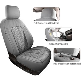 Tecoom Leather Seat Covers Full Set Custom fit for 2009-2018 Dodge Ram 1500, 2010-2023 Ram 2500 3500 Crew Mega Cab, 2019-2023 Ram 1500 Classic Only, Truck Car Seat Protector, Grey