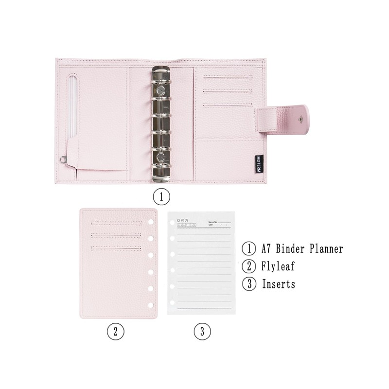 Moterm Pocket Regular Rings Planner - Genuine Leather Binder Organiser