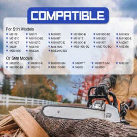 3005-008-3913 16 Inch Chainsaw Bar & 2 Chains Combo, 3/8" Pitch .043" Gauge for Stihl 16" Guide Bar MS250, MS180, MS170, MS171, MS192C-E, HT130, HT131, HT250,63PM355