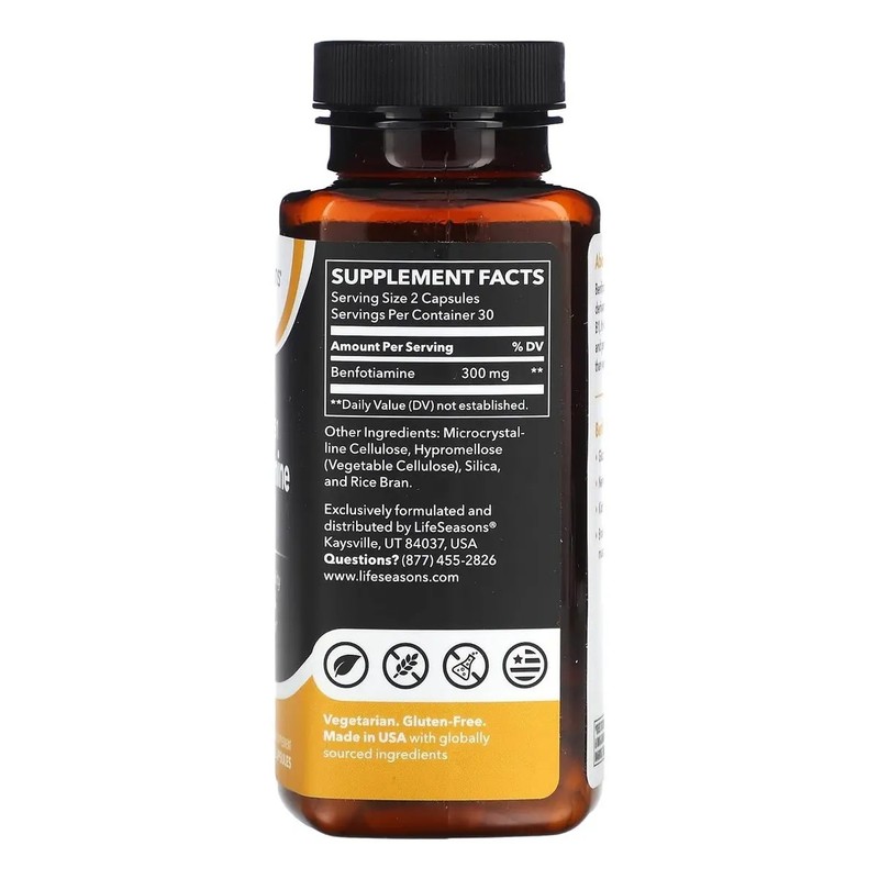 Lifeseasons Benfotiamina B1 Liposoluble 60 Caps Sin Sabor