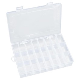 PONABEADIY 24 Compartments Bead Organizer with Removable Dividers Container Rectangle Transparent Clear Plastic Stored Organizers Storage Grids Box for Beads Diy Crafts Fishing Tackle Small Items