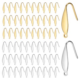 80PCS Earring Hooks, Stainless Steel Ear Wires, Earring Hook with Loops for Women, Wide French Earwires, Gold/Silver Fishhook, Earrings Findings for Jewelry Making