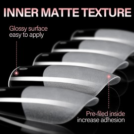 AILLSA Medium Coffin Nail Tips 240Pcs Soft Fake Nail Gel Tips Pre-Shaped Acrylic Nail Tips, Half Matte Full Cover Clear Tips False Press on for Extension Manicure Home DIY 15 Sizes Gelly Tips