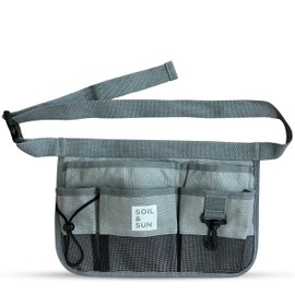 Soil & Sun Garden Tool Belt for Women, Tool Apron, Utility Belt Women, Teacher, Canvas Waist Apron with Pockets, Garden Aprons (Grey)
