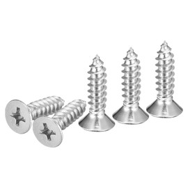 DTGN 50Pcs #10x3/4" Flat Head Wood Screws, 304 Stainless Steel Phillips Self Tapping Screws - Good for Woodworking, Furniture - Silver