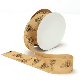 Offray Natural Bees Taffeta Craft Ribbon, 1-1/2-Inch Wide by 25-Yard Spool, Natural