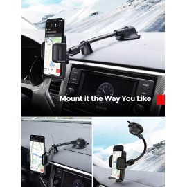 MPOW 139AB Car Phone Mount Long Arm Dashboard & Windshield Car Phone Holder NEW