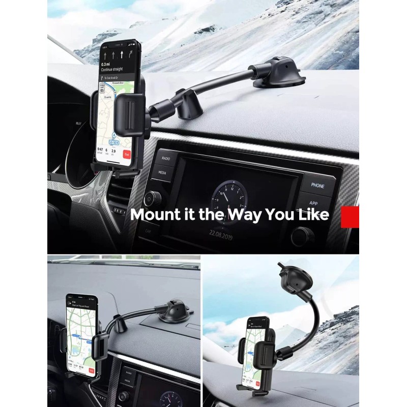 MPOW 139AB Car Phone Mount Long Arm Dashboard & Windshield