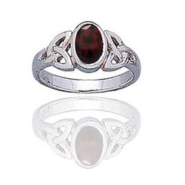 Sterling Silver Celtic Knot and Genuine Red Garnet Ring Size 9(Sizes 4,5,6,7,8,9,10,11,12)
