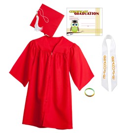 Jostens Paquete de gorra y vestido de graduación extrachico rojo