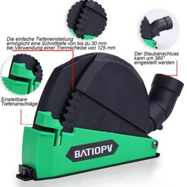 BATIOPV Suction Hood Angle Grinder for Universal Cutting Discs 115 mm/125 mm with Guide Slide