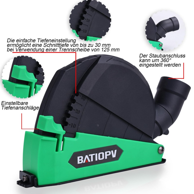 BATIOPV Suction Hood Angle Grinder for Universal Cutting Discs 115